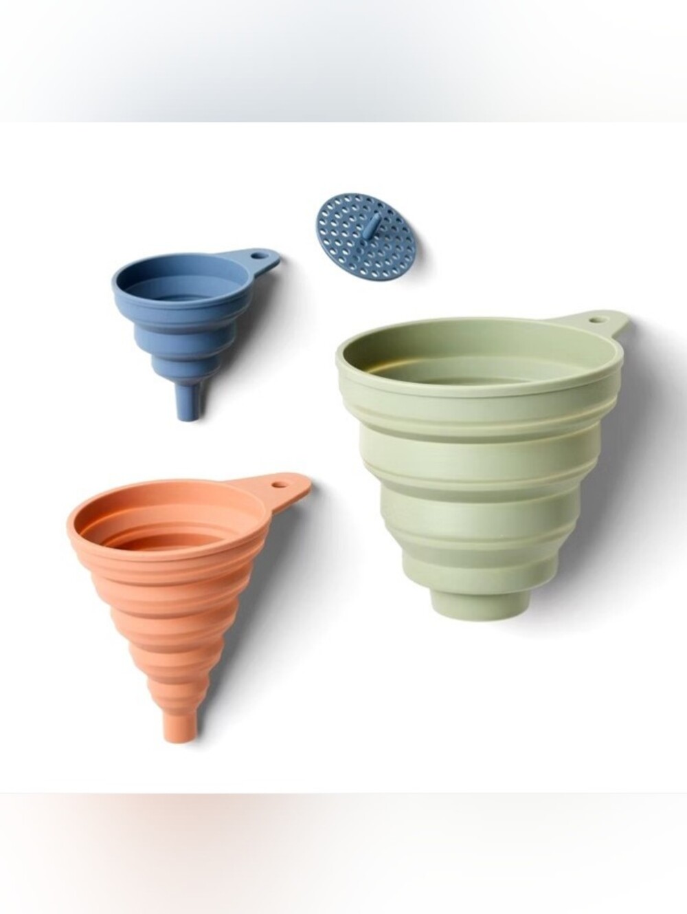 4 Piece Silicone Collapsible Funnel Set - Green, Blue, Coral